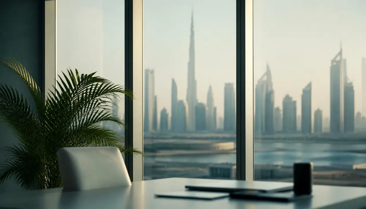 Office overlooking the Dubai skyline